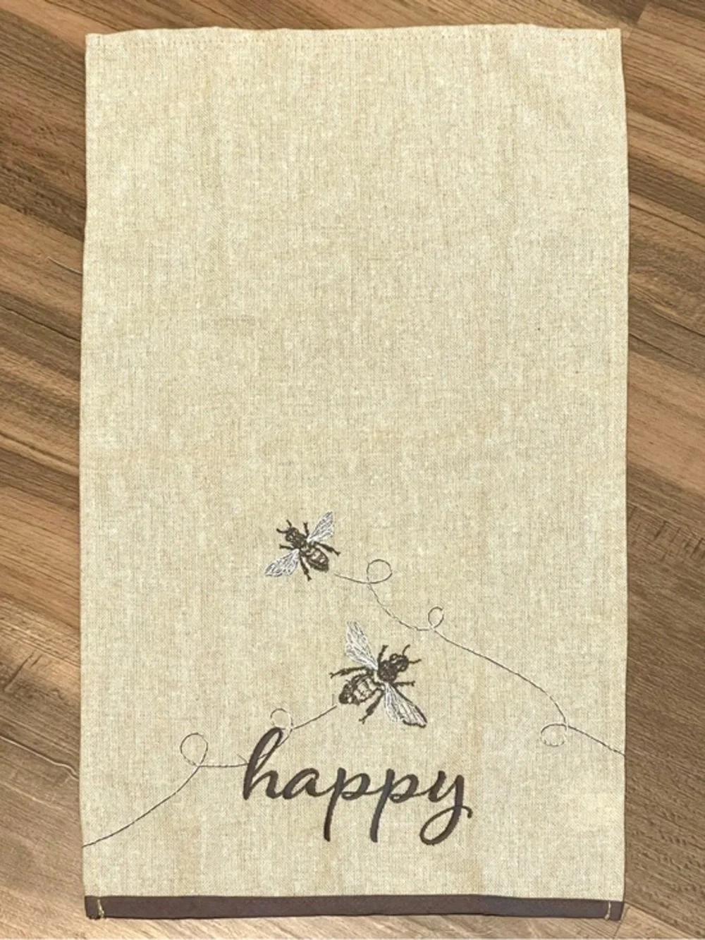 “Bee” 🐝 🐝 Happy! Embroidered Kitchen - Hand - Tea Towel by burton + Burton!